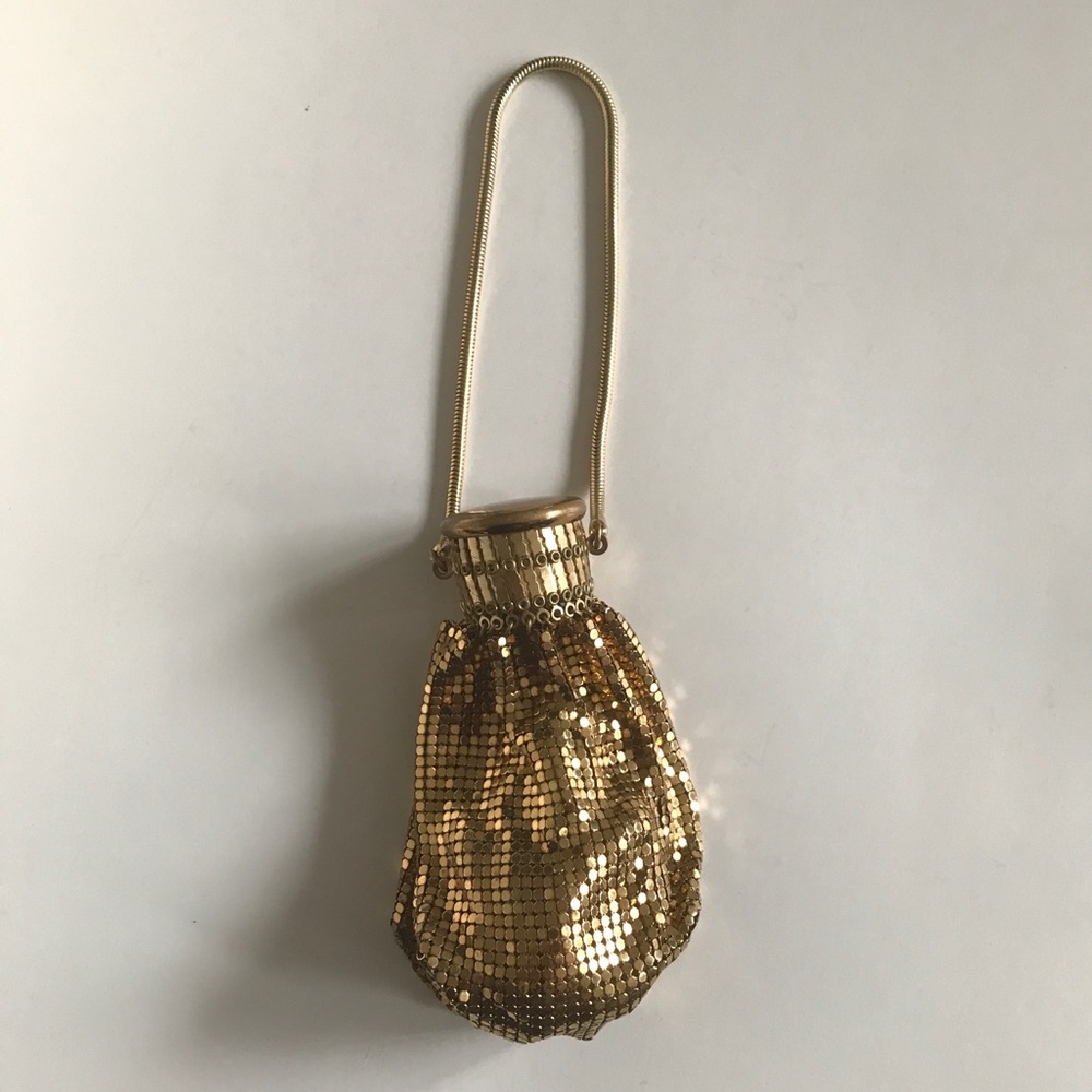 1920's Whiting & Davis gold mesh Gate Top Wristlet